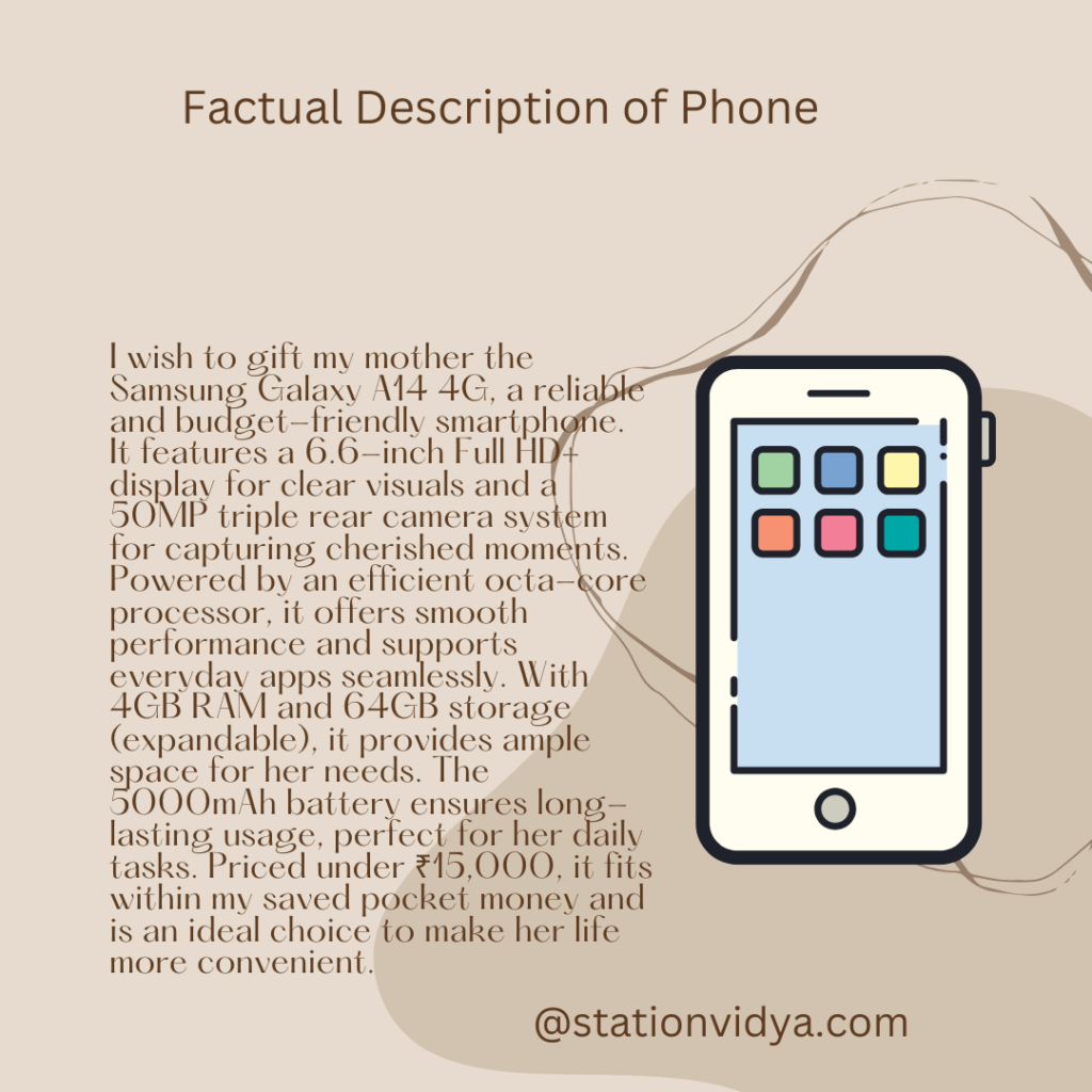 Factual description of phone