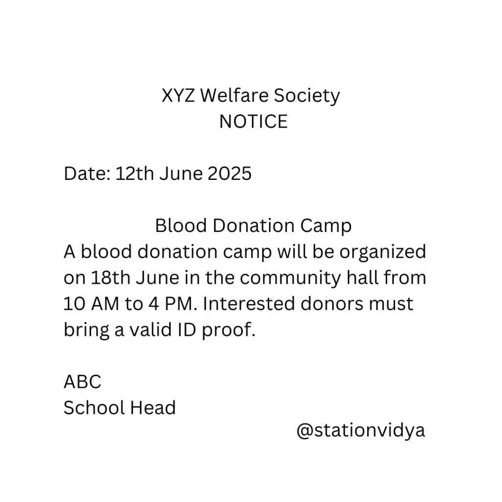  Blood Donation Camp Notice