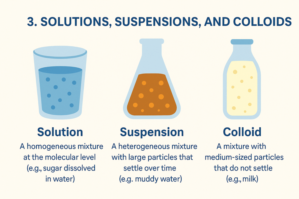 How are sol, solution, and suspension different from each other?